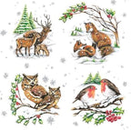 Christmas Napkins - 40pcs Winter Animal Lunch Napkins, Fox, Bird, Deer, Owl, Forest Animals, Cabin Decor