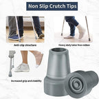 Crutch Tips, 8 Pack 3/4 Inch Rubber Crutch Accessories Replacement Rubber Cane Tips with Metal Washer (Grey)
