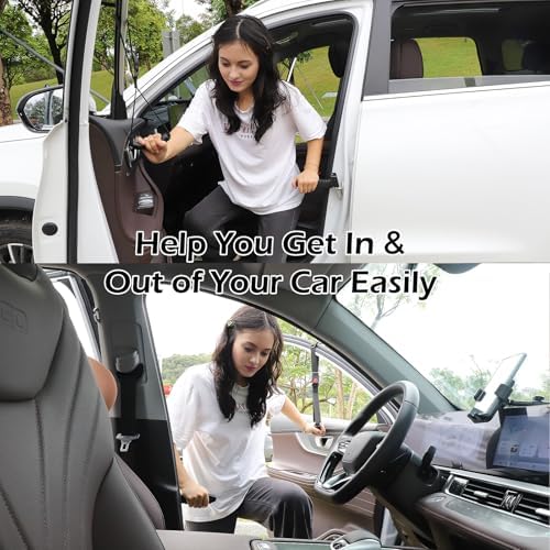 SHIAWASENA Car Handle Assist for Elderly - 3 in 1 Car Door Handle, Adjustable Standing Aid Safety Grab Handle, Handicap Accessories for Daily Living, Automotive Door Assist Handles, 2 Sets