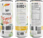 CELSIUS Sparkling Tropical Vibe, Functional Essential Energy Drink 12 Fl Oz (Pack of 12)