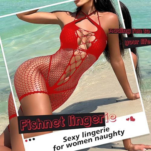 Sexy Lingerie for Women Naughty Fishnet Lingerie Set Bodysuit Outfits Erotic Sheer Mesh Teddies