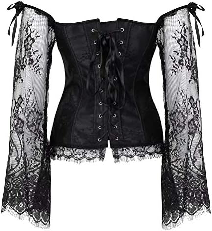 Corset Tops for Women with Sleeves Bustier Tank Overlay Lace Floral Sexy Costumes
