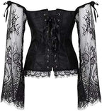 Corset Tops for Women with Sleeves Bustier Tank Overlay Lace Floral Sexy Costumes