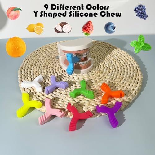 Aligner Chew,8PCS Y-Shaped Chew for Invialign Aligner,Hardness 45°Silicone Orthodontic Munchies Chompers Aligner Trays Seaters (8PCS Mix Flavor)