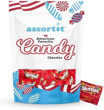 Skittles Original Flavor Fun Size Bulk 7 Lbs Candy Coated Fruit Chews Individually Wrapped Party Share Size Mini Packs In Resealable Bag (112-Oz)