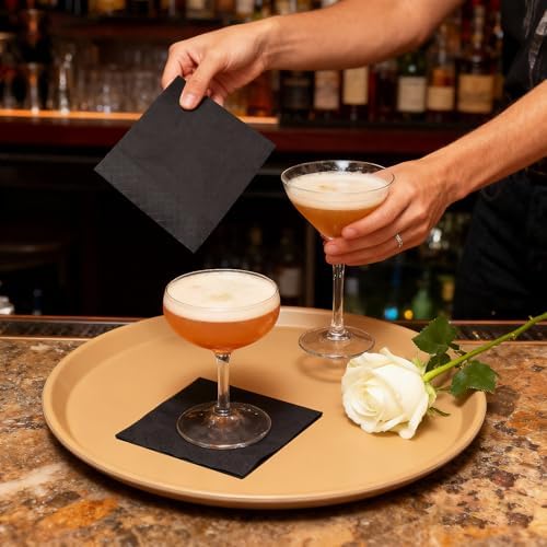 500 Pack Cocktail Napkins, Super Value Bulk 2-Ply Disposable Black Paper Napkins for Wedding, Bar, Beverage, Party and Dessert