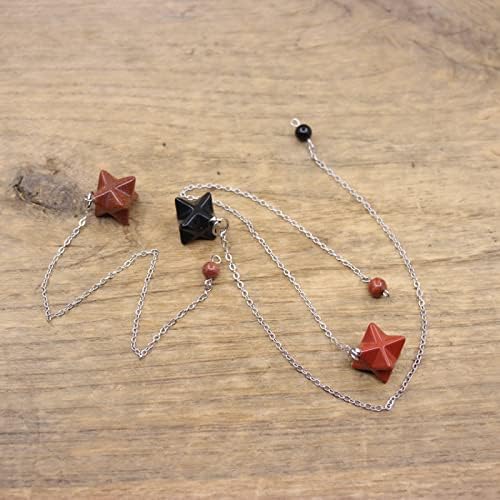 Natural Stone Merkabah Pendulums for Dowsing Divination Wicca Chakra Crystal Lapis Rose Quartzs Opal Chains,Malachite