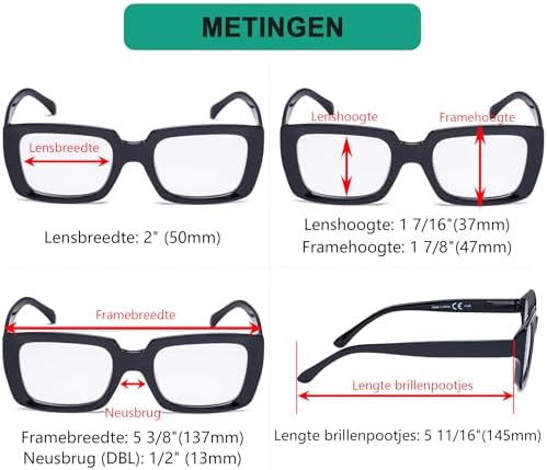Eyekepper Stylish Reading Glasses Women - Oversized Square Readers Black +2.25