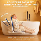 Portable Floor & Bath Lift ，Lightweight Foldable IP68 Waterproof Lift for Seniors，Electric Chair Lift, Remote Control Floor Lift with Padded Backseat, Bathtub Lift Elderly from Floor (Blue)
