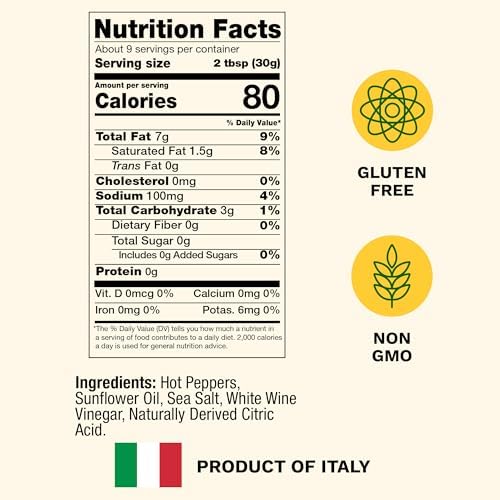 Cento Extra Hot Calabrese Peperoncino Spread, 9.87 Oz, Spicy Calabrese Paste from Italian Calabrian Chili Peppers Packed Fresh with Oil, Vinegar and Sea Salt, Made in Italy, Gluten-Free, Non-GMO
