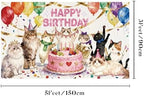 3X5FT Cat Birthday Decorations,Cat Theme Birthday Party Supplies Background Hanging Décor for Indoor Outdoor Home and Room Wall Decor (d1)