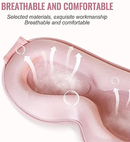 Sleep Mask,Upgraded 3D Deep Contoured Eye Mask for Sleeping,No Pressure Eye Covers 99% Block Out Light Eye Mask with Adjustable Elastic Strap for Sleeping, Yoga, Traveling (1pc,Pink)