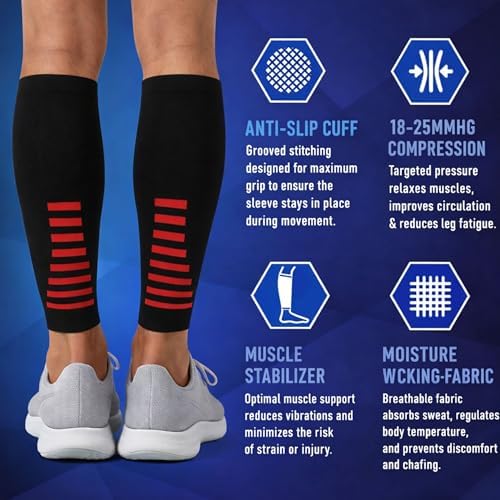 Fittest Pro Calf Compression Sleeves and Leg Wraps for Shin Splint Support, Pain Relief for Running, Basketball, Cycling