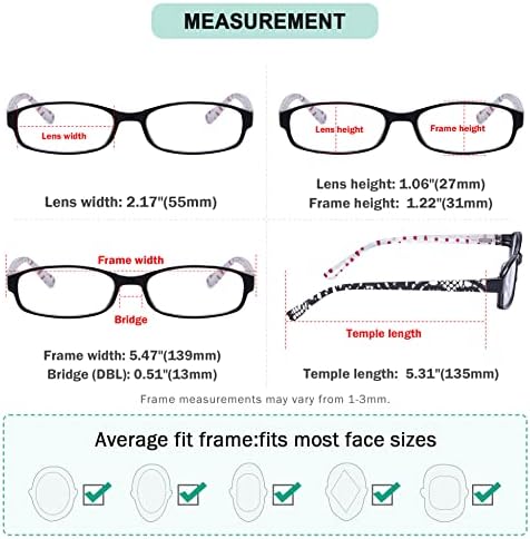 Eyekepper 5 Pack Ladies Reading Glasses with Polka Dots Patterned Temples for Women Reading