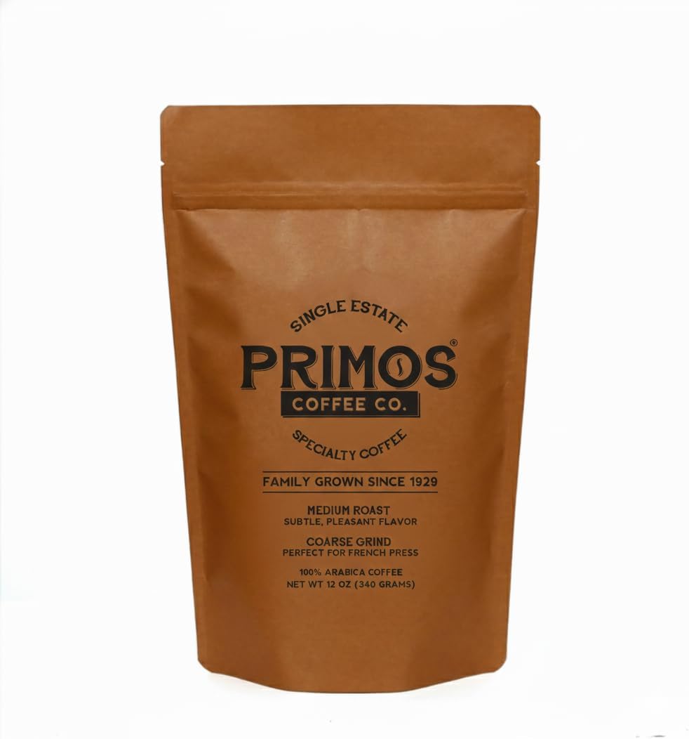 French Press Specialty Coffee, Coarse Ground, Primos Coffee Co (Medium Roast, 12 Oz)