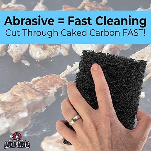 Restaurant-Grade Griddle Cleaning Pads 5 Pack. Use on Metal Grills, Cast Iron Cooktops & Stainless Steel Flat Tops. Quickly Cleans & Scours Baked-On Grease & Carbon. Heavy Duty, 4x6 Grit Scouring Pads