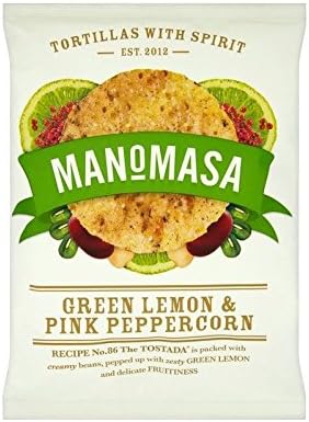 Manomasa Green Lemon & Pink Peppercorn Tortilla Chips 160g - Pack of 2