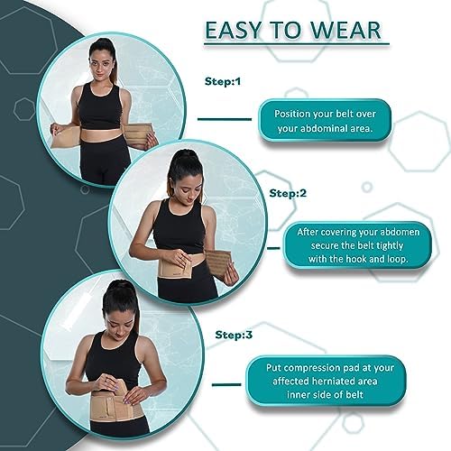 Wonder Care- Umbilical Hernia Support Belt Abdominal Binder for Belly Button Hernias or Navel Hernias, Hernia pain relief Brace, Beige (L, 36"-40")