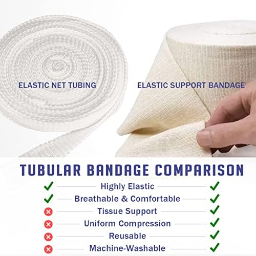 EVERLIT Elasticated Tubular Support Bandage | Stockinette Tubing for Large Arm, Knees, Legs | Light to Moderate Compression Bandage Roll For Tissue Support (Size G | 4.5" x 11 yd)