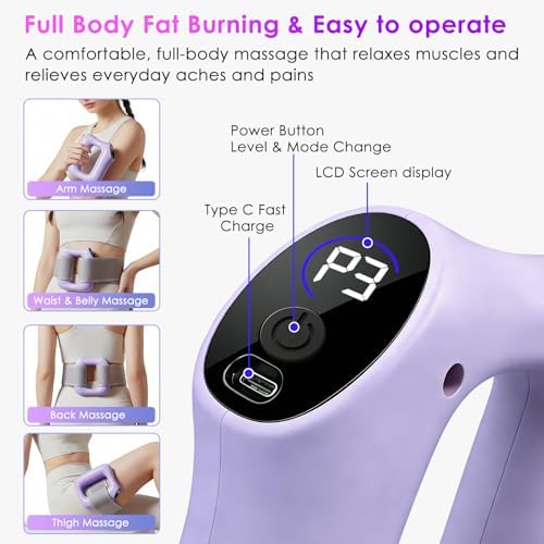 Electric Full-Body Fascia Ring, Full-Body Fascia Ring Massager with Adjustable Strap, 8 Vibration Modes Hands-Free Fast Fat Burning for Belly, Back, Legs, Waist