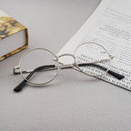 Reading Glasses for Women Men Retro Round Metal Frame + Glasses Strap