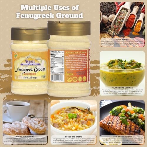Rani Fenugreek (Methi) Seeds Ground Powder 3oz (85g) PET Jar, Trigonella foenum graecum ~ All Natural | Vegan | Gluten Friendly | Non-GMO | Kosher | Indian Origin, used in cooking & Ayurvedic spice