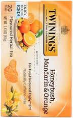 Twinings Honeybush, Mandarin, & Orange Herbal Tea Individually Wrapped Bags, 20 Count (Pack of 1), Naturally Caffeine-Free, Enjoy Hot or Iced, 20 Teabags