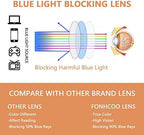 FONHCOO Clip on Blue Light Blocking Glasses Womens Mens over Prescription Glasses Frameless Lens