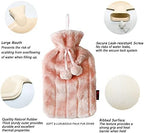 Ram® Large Cosy 2L Litre Rubber Hot Water Bottle with Faux Fluffy Cover Pink