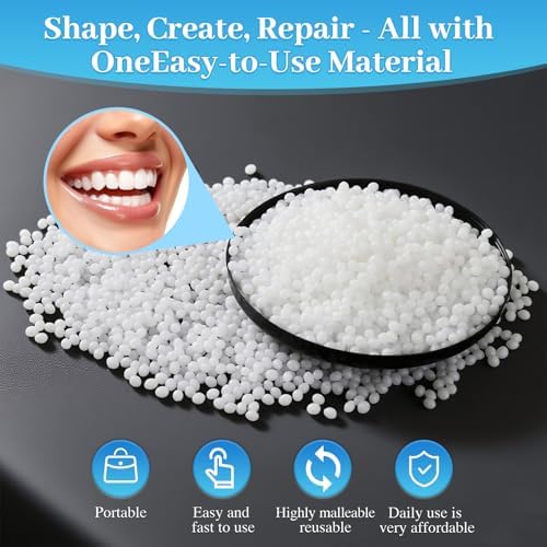 10.9oz Tooth Repair Beads - Teeth Replacement Kit for Temporary Restoration of Missing and Broken Teeth, DIY Heat Fit Beads for Denture Repair and Oral Care