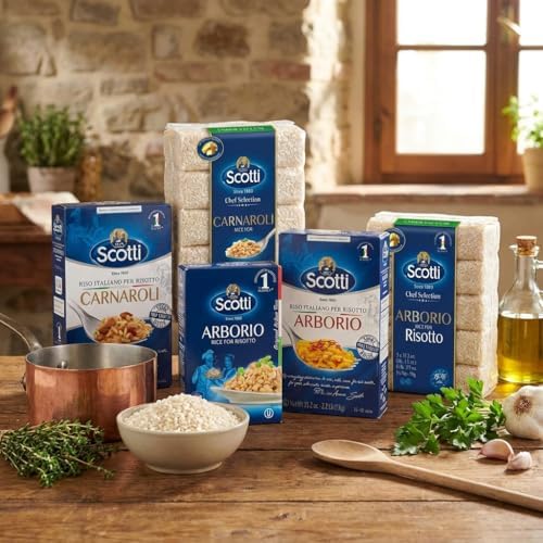 Riso Scotti, Carnaroli Risotto Rice, 2.2 lbs (1 kg), product of Italy, chef selected, gluten free, non-gmo, vacuumed packed
