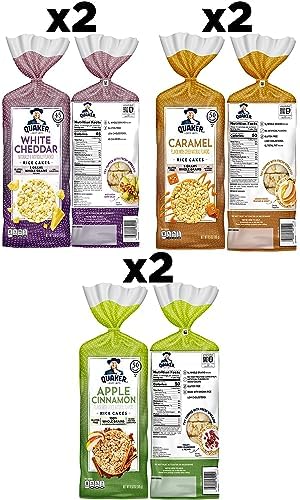 Quaker Large Rice Cakes, Gluten Free, 3 Flavor Variety Pack, 6 Count