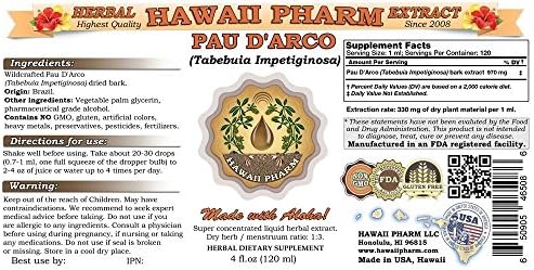 HawaiiPharm PAU d'arco Liquid Extract, PAU d'arco Liquid (Tabebuia impetiginosa) Tincture, Herbal Supplement, Made in USA, 4 fl.oz