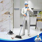 MR.SIGA Broom and Dustpan Set with Adjustable Long Handle, Upright Combo for Floor, Cleaning Lobby, Gray