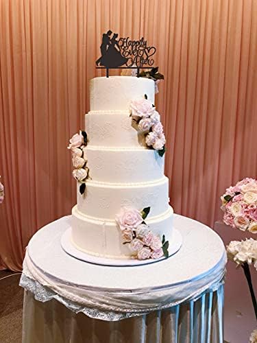 Happily Ever After Wedding Cake Topper - Bride and Groom Embrace Dance Cake Topper for Wedding Engagement Bridal Shower Bachelorette Party Decorations