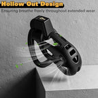 Male Chastity Cage with 5 Size Rings, Lightweight Breathable Chastity Device with Invisible Lock, Comfortable Fit with Ventilated Design & Urination Hole (L,Black)