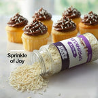 White Sprinkles 3 oz Bottle | Jimmies Sprinkles for Cake Decorating | Dessert Topping for Baking, Cupcakes, Cookies, Ice Cream, Holidays & Wedding Parties