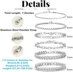 XIANNVXI 6pcs Stainless Steel Bracelets for Men Women Silver/Gold/Black Cuban Link Rope Paperclip Chain Bracelets Set 6.5/7/7.5/8.3/9 Inches Metal Bracelet Mens Fashion Accessories Jewelry Set