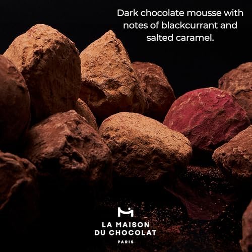 LA MAISON DU CHOCOLAT Flavored Truffles Gift Box, Gourmet French Dark Chocolate Gift Box (12 Pieces)