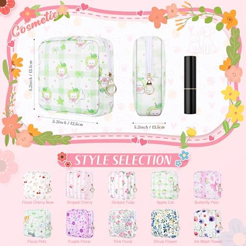 Likesing 5.1'' Sanitary Napkin Storage Bag, Canvas Period Pouches for Teen Girls Women, Period Bag Tampon Holder for Purse Feminine Menstrual Sanitary Pad Pouch(Green H9285)