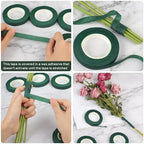 6 Roll Floral Tape 1/2inch Flower Tape Dark Green, Floral Tapes for Bouquet Stem Wrapping and Floral Crafts, Wedding Bouquet