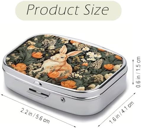 Bunny Pill Box 2 Compartment Small Pill Case for Purse & Pocket Travel Portable Metal Medicine Box to Hold Vitamins Medication Fish Oil Supplements for Women Men (YH3870)