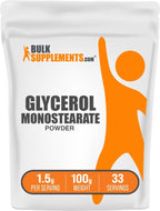 BulkSupplements.com Glycerol Monostearate Powder - Glycerol Supplement, GMS Powder - Unflavored, Food Grade & Gluten Free, 1.5g per Serving, 100g (3.5 oz) (Pack of 1)