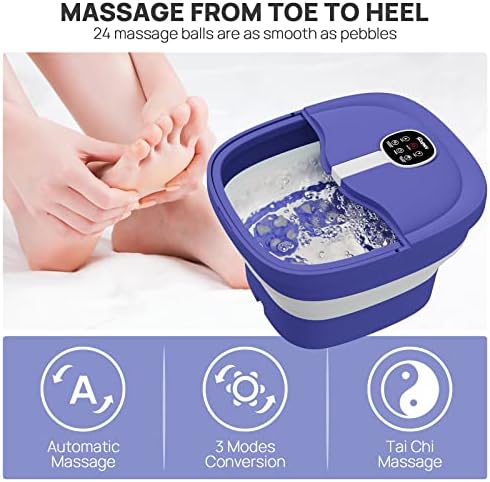 HOSPAN Collapsible Foot Spa Electric Rotary Massage, Foot Bath with Heat, Bubble, Remote, and 24 Motorized Shiatsu Massage Balls. Pedicure Foot Spa for Feet Stress Relief - FS02A