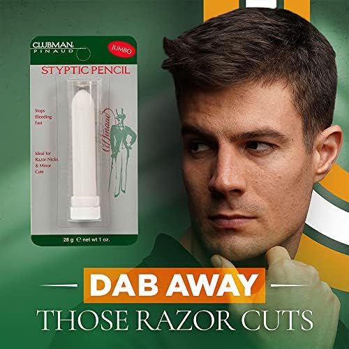 Clubman Jumbo Styptic Pencil, Treat and Seal Shaving Cuts Instantly, Anti-hemorrhaging Stick, First Aid Device, White, 1 oz