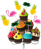 90 Pieces Hawaiian Luau 3D Flamingo Cupcake Toppers Pineapple Cupcake Picks Coconut Tree Toothpicks Hawaii Luau Tropical Cake Decorations for Summer Beach Birthday Party Favors Supplies