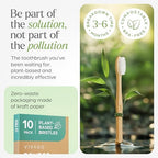 Bamboo Toothbrushes 10 Pack – Natural Toothbrushes, Plant-Based Soft Bristles – Eco-Friendly Wooden Toothbrush
