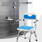 Adjustable Foldable with Back and Arms for Disabled, Elderly and Pregnant, Portable Seat with 330 Lbs Beacapacity - Ideal Bath Stool for Independence and Safety/A-2