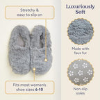 warmies Microwaveable House Slippers for Women - Womens Shoe Sizes 6-10 - Plush, Soft & Fuzzy Indoor Slippers with Backs & Non-Slip Memory Foam Soles - Cozy Warm Ladies Slipper for Winter - Gray