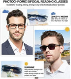 OCCI CHIARI Photochromic Bifocal Reading Glasses for Mens,Square Transition UV Protection Sunglasses Readers